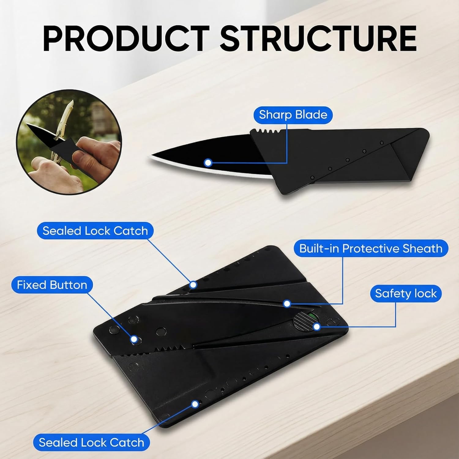 Multipurpose card tool with knife wrench screwdriver saw ruler and can opener