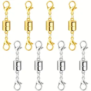 Magnetic Necklace Clasp with Lobster Clasp,Gold and Silver Magnetic Jewelry Clasps for Necklace Extender Bracelet Closures
