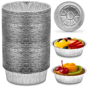100 Pcs Disposable Egg Tart Tins - 3" Valentine Aluminum Mini Pie Tins, Durable Material, Easy to Use and Oven Safe, Moisture & Odor Resistant for Holiday Baking & Pot Pies, Great Gifts for Bakers