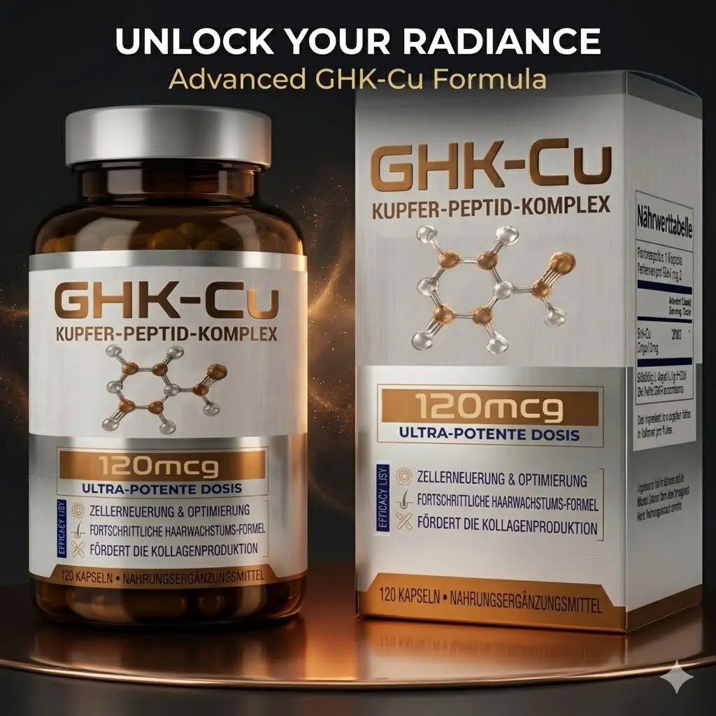 GHK-Cu Copper Peptide Complex Dietary Supplement - 120 Capsules, 120mcg Ultra-Potent Dose - Skin Care Anti-Aging Hair Growth Collagen Supplement for Cellular Health Support, Anti-Aging Supplements
