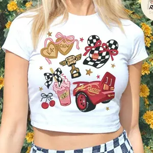 [SALE UP TO 30% + FREE SHIP] Cars Baby Tee Crop Top, Tow Mater Doc Hudson Sally Girl Trip Shirt