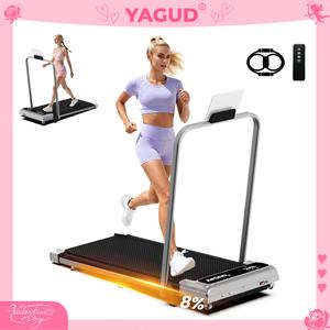 YAGUD Incline Walking Pad with Handrail, LED Display,  2 in 1 Under Desk Treadmill for Small Spaces,Portable for Home/Office