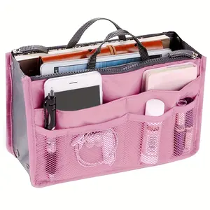 A Korean-Style Unisex Storage Bag Featuring 13 Pockets, a Spacious Lining, a Zipper Handle, a Portable Women'S Wallet, a Travel Folder, And a Storage Bag for Small Items, Suitable for Both Men And Women, Lightweight And Easy to Carry