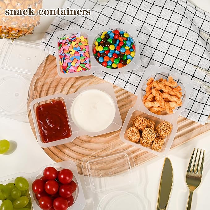 20 pcs Reusable Double Compartment Snack & Condiment Containers with Leak-Proof Lids BPA-Free Plastic Food Storage for Lunch Picnics Office Stackable Hand Wash Only Picnic Essentials Flip Top Design 20 pcs Reusable Double Compartment Snack & Condiment Containers with Leak-Proof Lids BPA-Free Plastic Food Storage for Lunch Picnics Office Stackable Hand Wash Only Picnic Essentials Flip Top Design