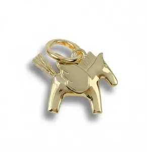 Gold Pegasus Horse Bag Charm Keyring Emblem - Versatile Year of the Horse Pendant for Handbag, Wallet, Backpack, or Keychain - Stylish Luxe Accessory