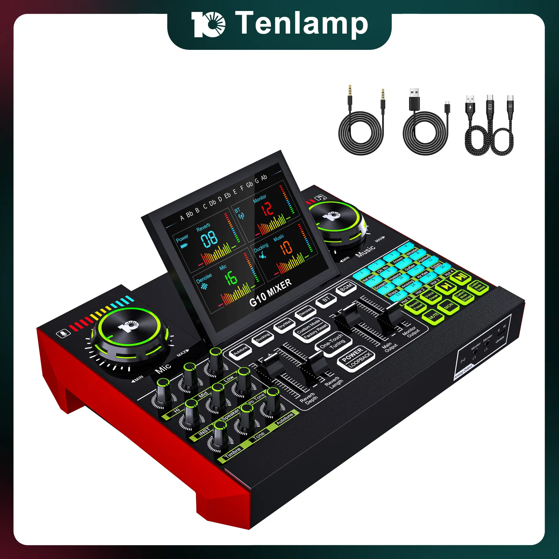 Tenlamp G10 Digital Sound Card Set - Professional Chip Singing Mixer, USB Audio MIDI Mixer, Plug & Play, Enhanced Sound Quality for Gaming & Streaming, Studio Setup #SummerWins #DealsForYouDays,back to school,back to school haul