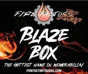 Fire Factory TOP SHELF Blaze Box! Autographed Mini Helmet! Case of 8 Mystery Boxes