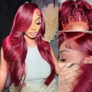 Deep Burgundy 99J Body Wave Wig 13x4 13x6 HD Lace Frontal Brazilian Human Hair 210 250 Density