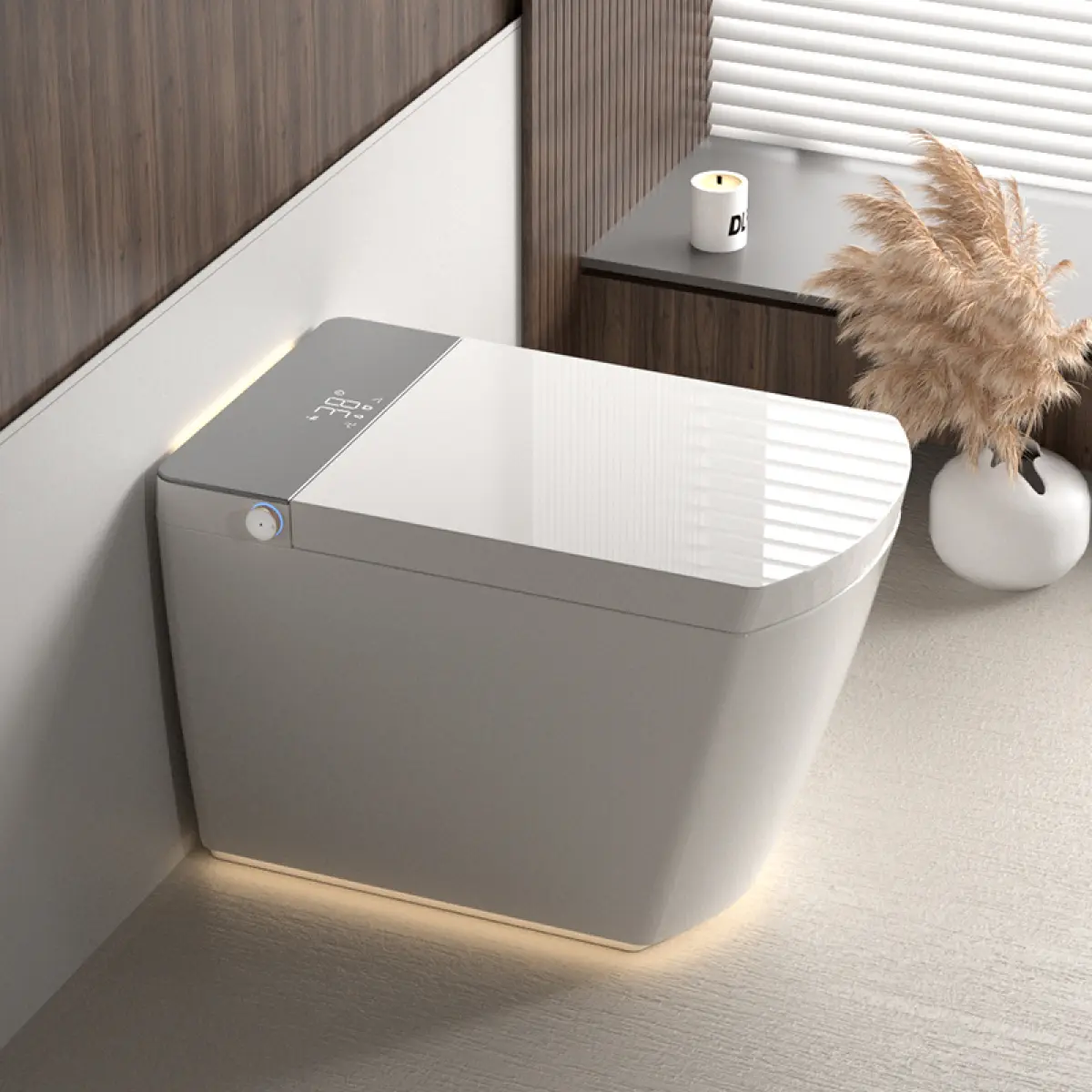 [Bellemave] Modern Integrated Smart Toilet | Auto Open/Close Lid & Multiple Flush Functions | Heated Seat & Instant Warm Water | LED Display & Ambient Light