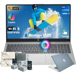 HP Touchscreen Laptop, Intel Core i3-N305, 15.6" FHD Touchscreen, 16 GB RAM | 1 TB SSD, Intel® UHD, HDMI, Webcam, Wi-Fi 6, Windows 11 Pro, Blue