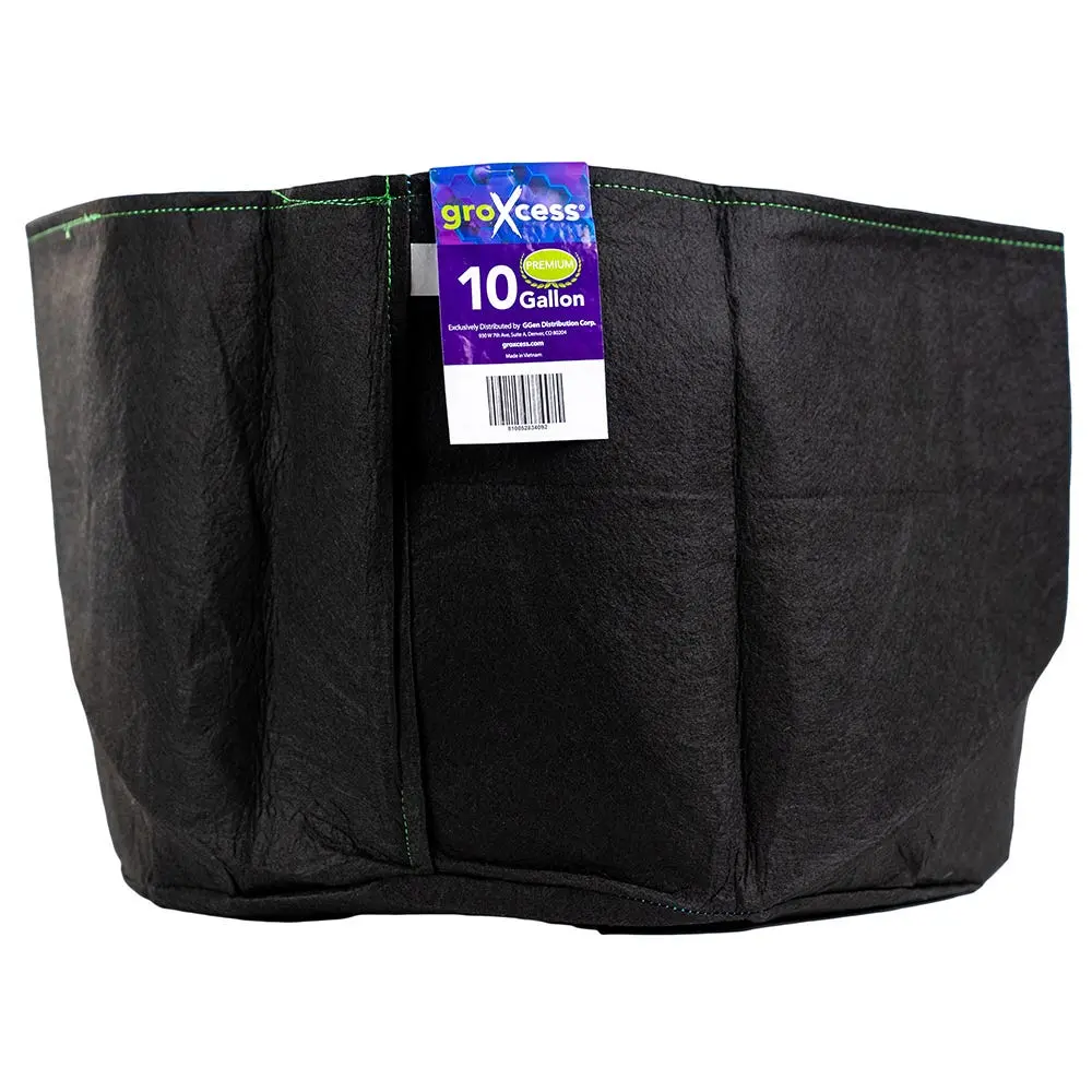 GroXcess Premium Black 10-GAL Fabric Pot No Handles
