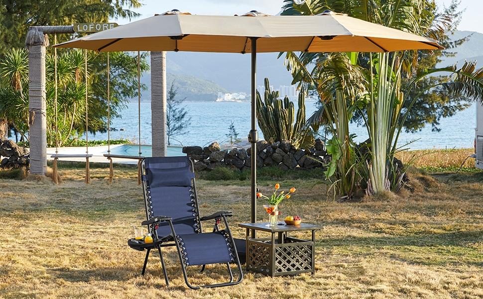 Yaheetech 2pcs Zero Gravity Recliners, Outdoor Patio Reclining Lounge Chair with Cupholder/Pillow, Set of 2 Foldable Lounge Camping Chair