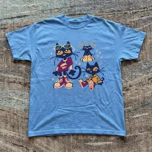 Gildan Men's Women's T-shirt, Playful Cat Graphic Tee, Three Cat Relax Shirt, Gifts Shirt, Unisex Vintage Graphic Tees Gothic Grunge Y2k Emo Scene Amity Affliction Style Clothes Men Women Streetwear