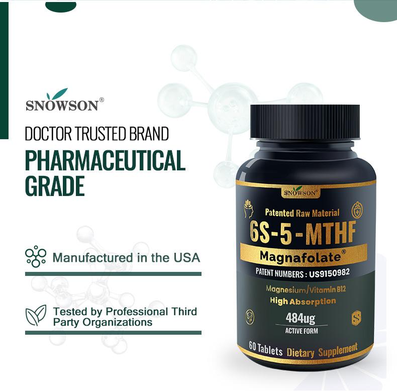 SNOWSON 6S-5-MTHF- Methylfolate (Active B9 Folate) Supplement - Supports Mood, Methylation, Cognition,CardiovascularHealth, Nerve Health,Energy Metabolism,gut health- 60 Tablets 484ug folate.