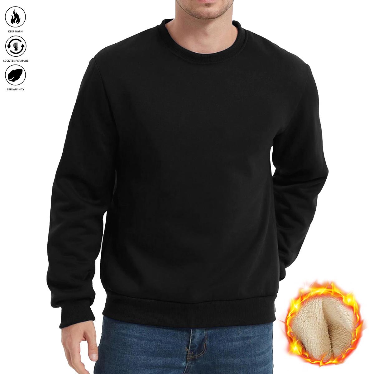 Men's Crewneck Sweatshirt Sherpa Lined Sweatshirts Fleece Pullover Basic Tops Warm Crewneck Spring Winter Sweatshirt Fallfreshness Outdoorfun