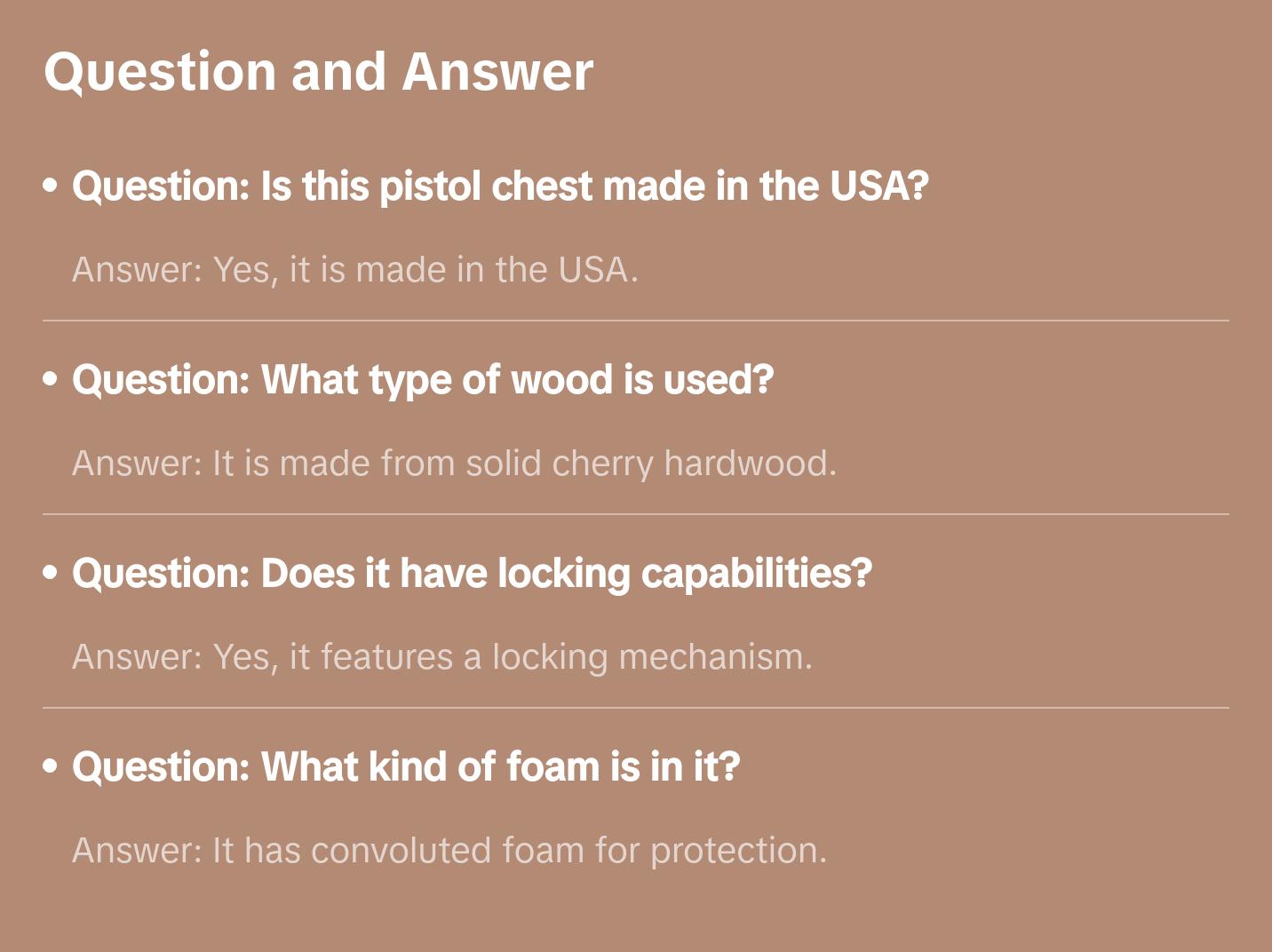 #G1N Single Pistol Gun Chest; Natural Finish on Solid Cherry Hardwood