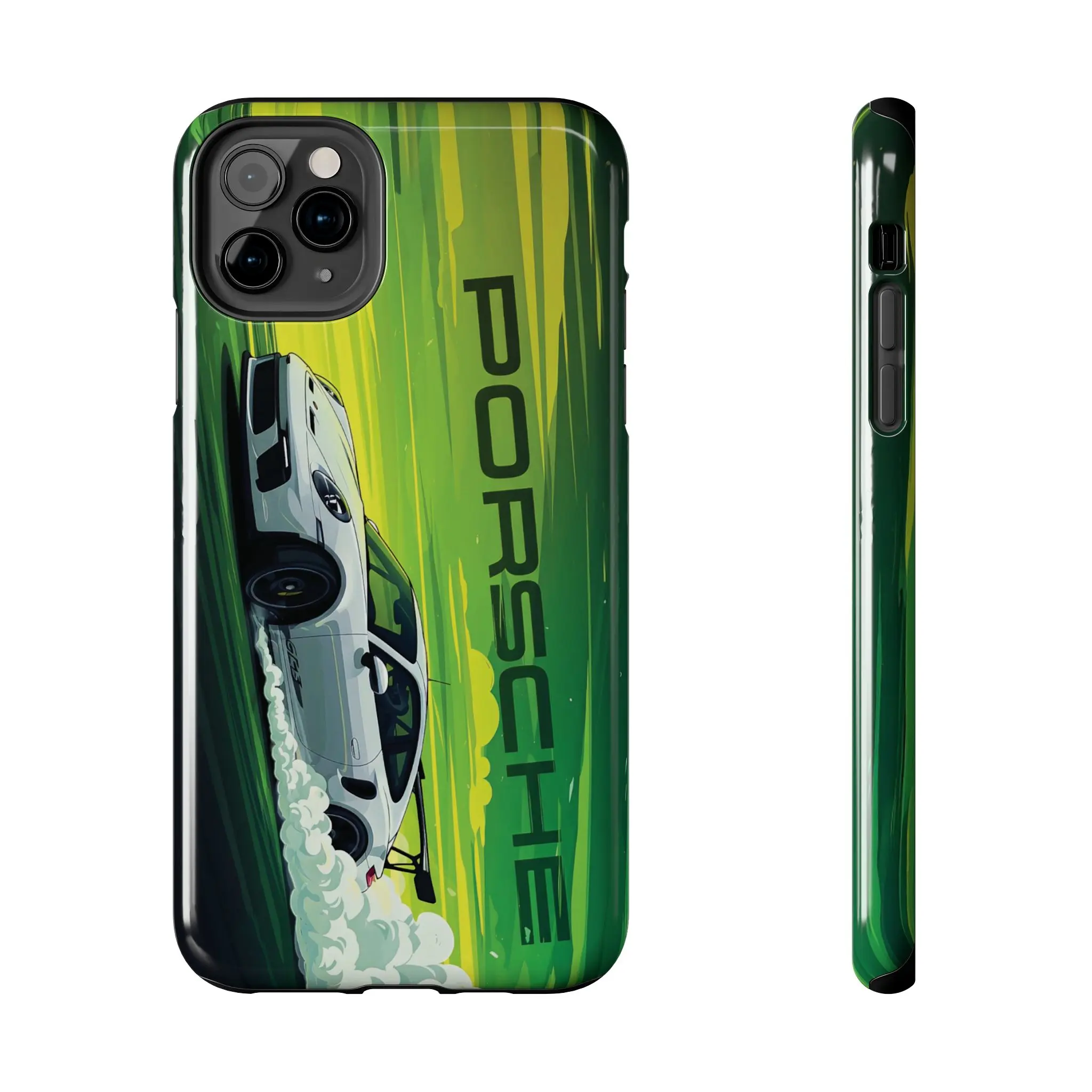 Porsche Tough Phone Cases Luxury Car Accessories Durable Lexan Plastic Cover Lay Flat Bezel UV Protected Auto Enthusiast Gift Sports Car Merchandise