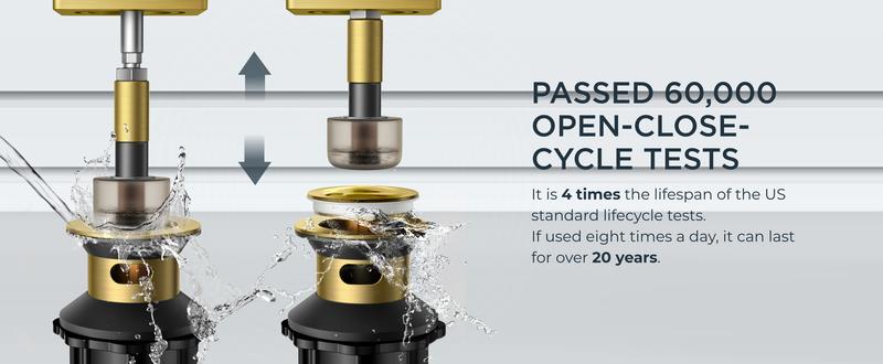 FORIOUS Waterfall Bathroom Faucet Single Handle with Deck Plate, Metal Pop up Drain, cUPC Hoses for Vanity Basin RV Lavatory Sink, Drip-Free Stability, Rust-Resistant, 3/8" Hoses Included - Decorative