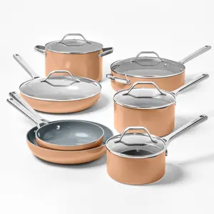 12pc Nonstick Ceramic Coated Aluminum Cookware Set Terracotta Orange - Figmint 12pc Nonstick Ceramic Coated Aluminum Cookware Set Terracotta Orange - Figmint