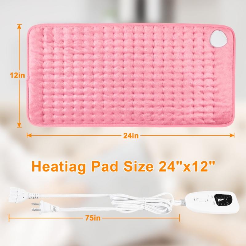 Heating pad, 24x12in targeted precise application, 6-speed temperature adjustment, 4 timing options, fast heating, automatic shutdown, portable - machine washable, suitable for neck heating, back, legs, abdomen, knees, ideal holiday gift, Christmas gift