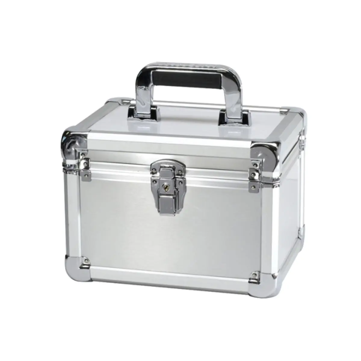TZ Case Men's 11-Inch Brushed Aluminum Briefcase, Silver Hard Shell Luggage with Reinforced Metal Corners and Key Lock Latch, Luggage & Bags