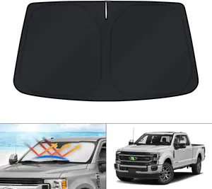 Canvcle Custom Fit Sunshade for 2017-2022 Ford Super Duty F250 F350 F450 F550 - Foldable Windshield Shade with 240T Reflective Fabric Blocks 99% UV Rays