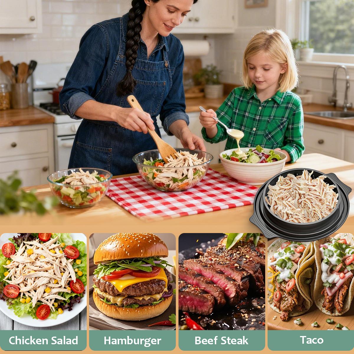 2026 Easter Gift, Large Chicken Shredder Tool with Visible Lid, Anti-Slip Ergonomic Handle, BPA Free Dishwasher Safe Kitchen Gadget for Family Cooking, Elegant Black Meat Shredder for Pork/Beef/Vegetables