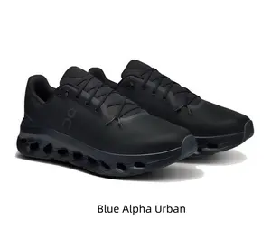 Futuristic All-Black Running Shoes with Massive Hollow Cloud Cushioning - High Energy Return