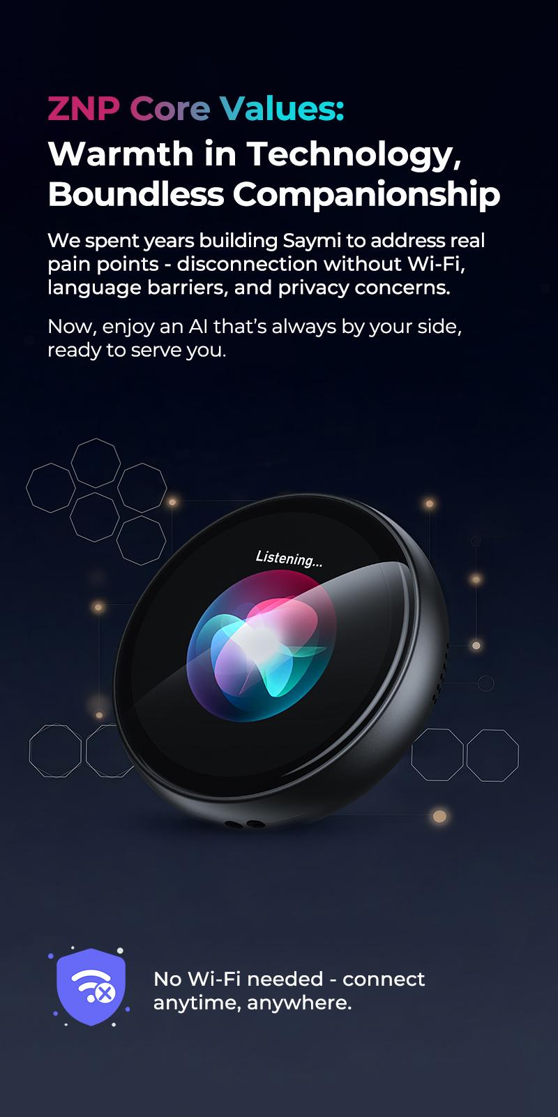 ZNP AI-Badge for Conversational Chat Hifi Sound Emotional Companionship & Portability Ideal for Social Interaction Travel Gadget AI robot Electronic