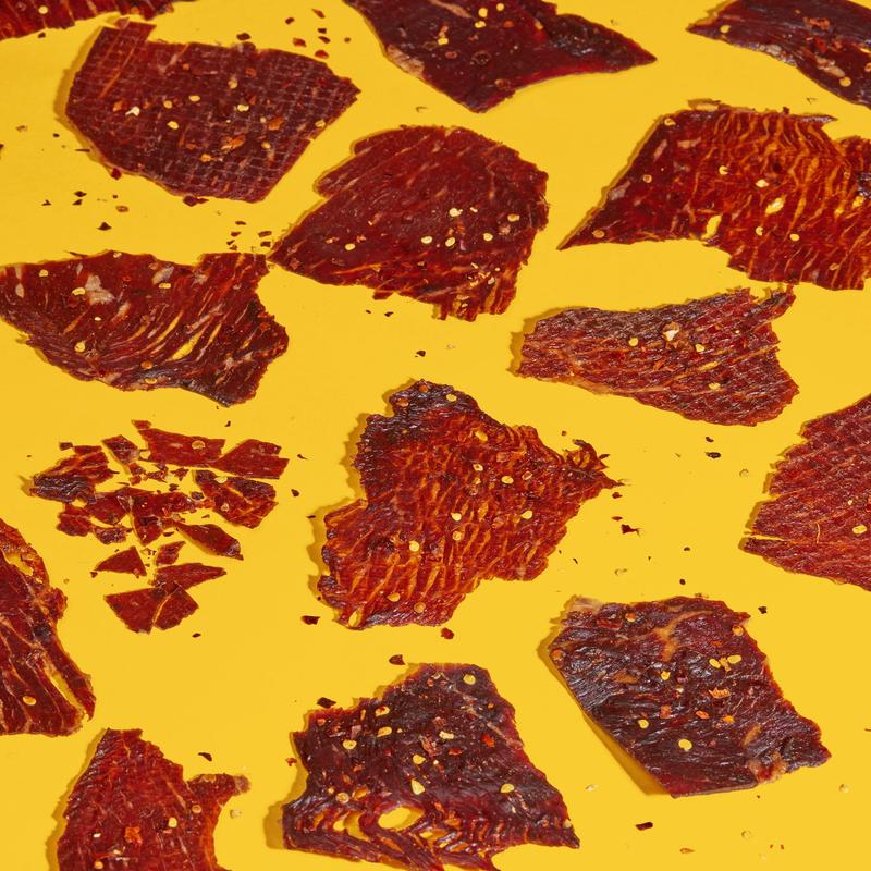 Yay's Spicy Artisanal Beef Crisps - Thin Crispy Light Snack with 24g Protein per Bag - No Hormones No Antibiotics No Nitrates - Slow-Dried for 24 Hours