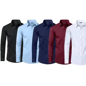 Father's Day gift 5-piece set of men's long sleeved and short sleeved solid color shirts (size, s-3XL) classic collar men's formal wear
