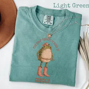 Comfort Colors The Only Squat I'm Doin' Is Diddly Tshirt, Funny Cowboy Frog Western Graphic Tee, Sarcastic Lazy Gym Humor Shirt, Trendy Unhinged Western Outfit, Gift for Frog Meme Lovers - AH