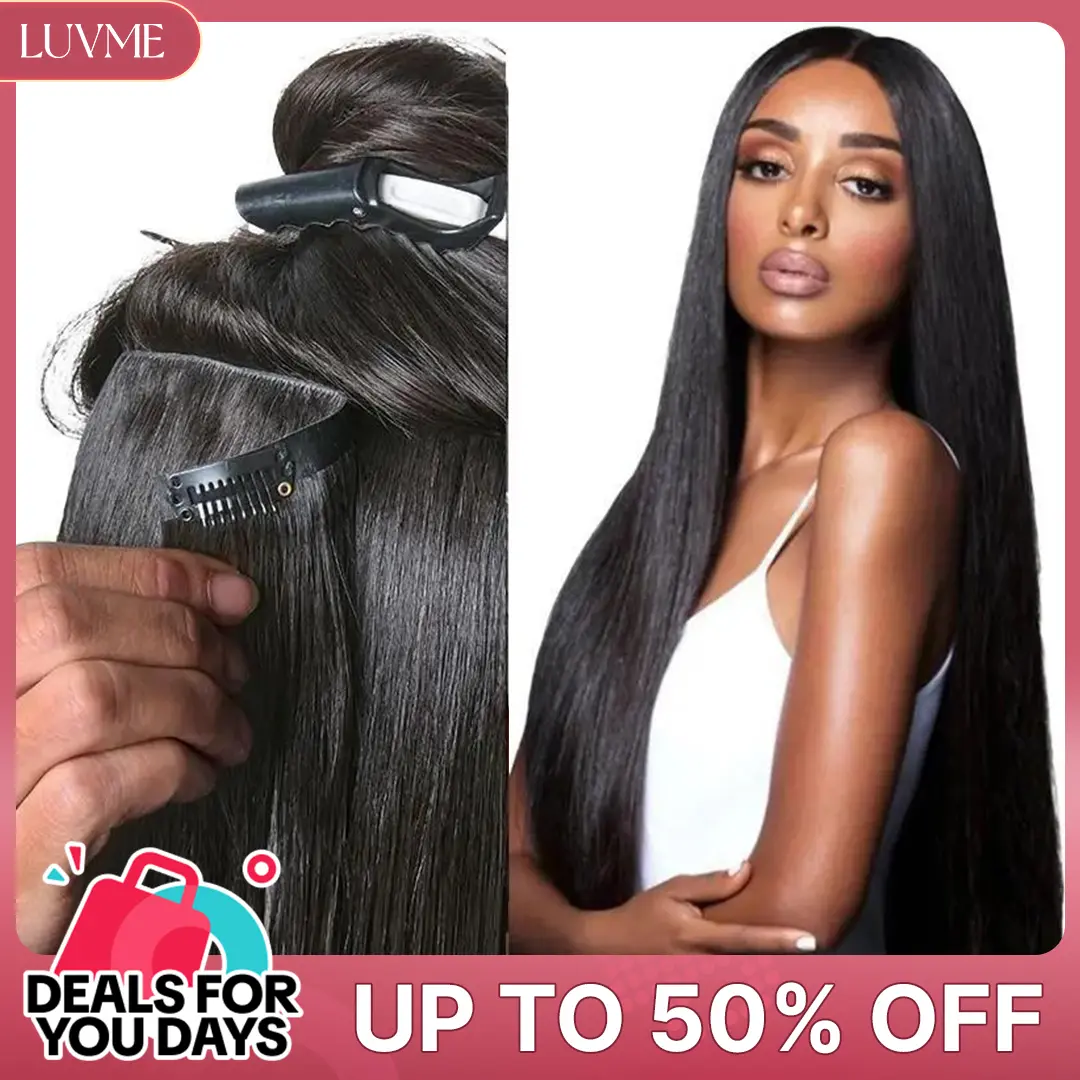 LUVME Clip-Ins 100% Virgin Human Hair Seamless & Invisible Edge Straight/Body Wave/Kinky Curly-Yaki Straight-Messy Curl-Burmese Curl #DealsForYouDays