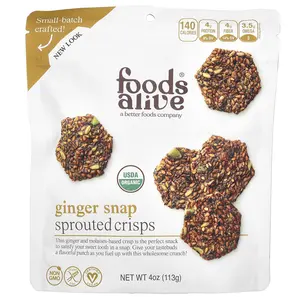 Foods Alive Sprouted Crisps, Ginger Snap, 4 oz (113 g)