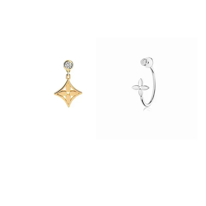 Pre-owned Louis Vuitton Idylle Blossom Ear Stud, yellow Gold And Dia+Idylle Blossom Small Hoop, white Gold And Dia Earring Stack Earrings Jewelry