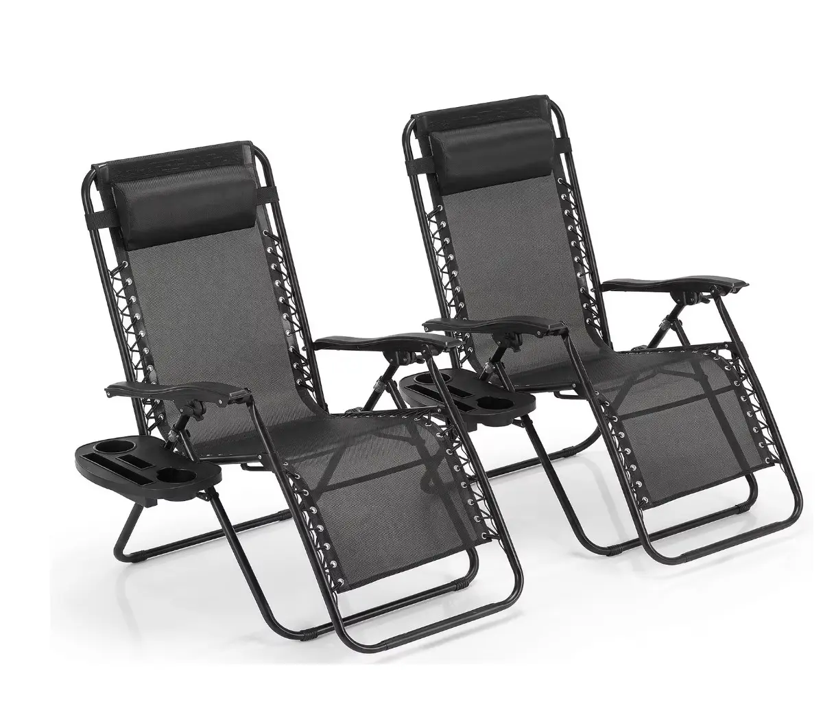 2-Pack Zero Gravity Lounge Chairs,Folding Recliners with Pillow & Cup Holder for Outdoor Patio, Pool, Beach