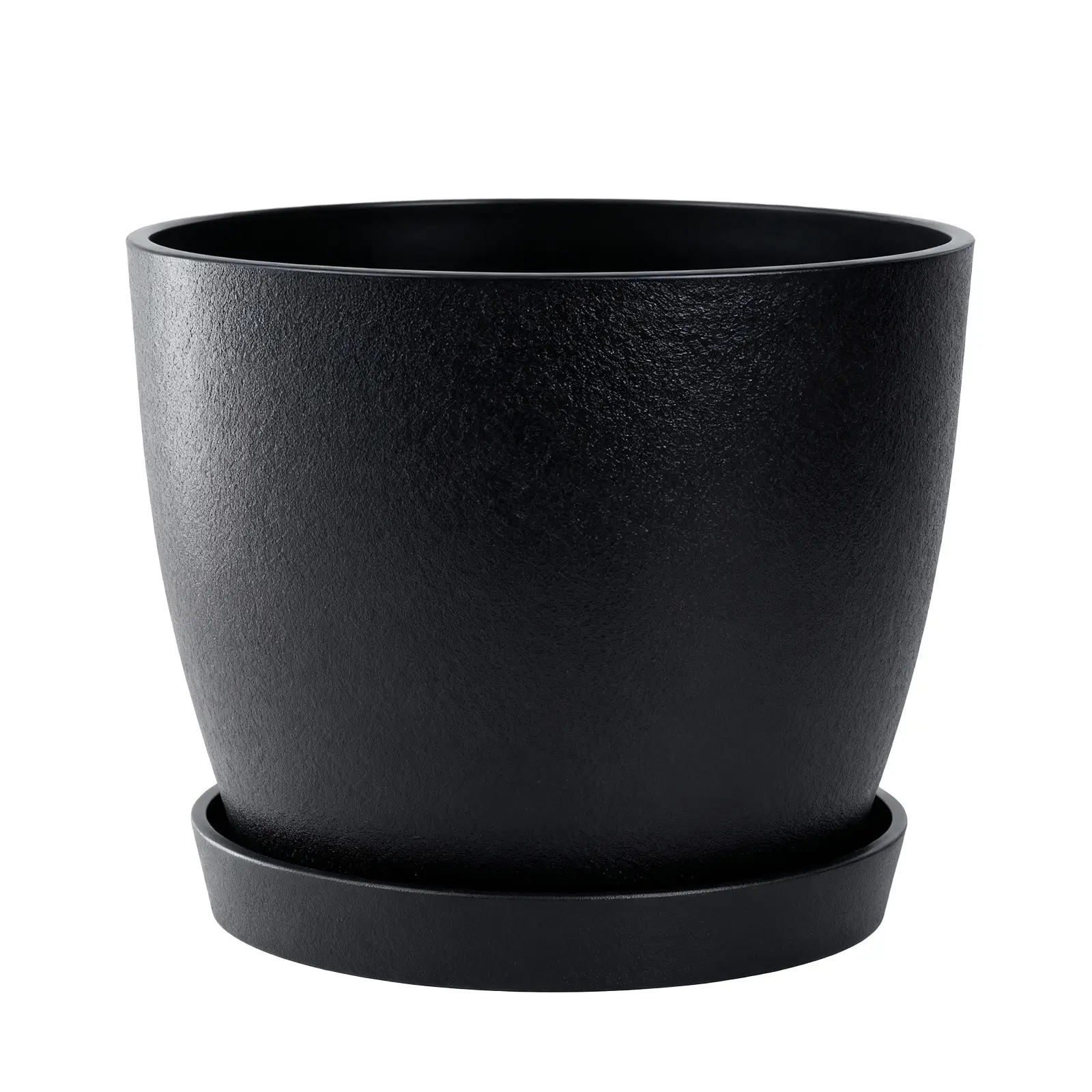Bamworld Sohochic Home 23cm Diameter Round Recycled PE Plastic Flower Pot - Lightweight, Durable All-Weather Material, Moisture-Proof, Indoor/Outdoor Planter with Built-In Water Drainage for Succulents, Frost-Sun Ready, Easy Care