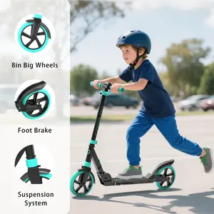 Commugo T1pro Kick Scooter for Kids & Teens - Foldable Lightweight Design with Suspension, 8 Inch Wheels & Heavy-Duty Anti-Slip Grip | Perfect for Campus Travel, Short-Distance Commutes & Family Outings | Max Load 240 LBS