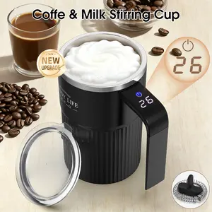 Upgraded Milk Frother/Coffee Stirring Cup, Smart Temperature Measurement, USB Rechargeable Automatic Stirring Cup, Suitable for Coffee, Milk Froth, Hot Cocoa, Matcha, Gift