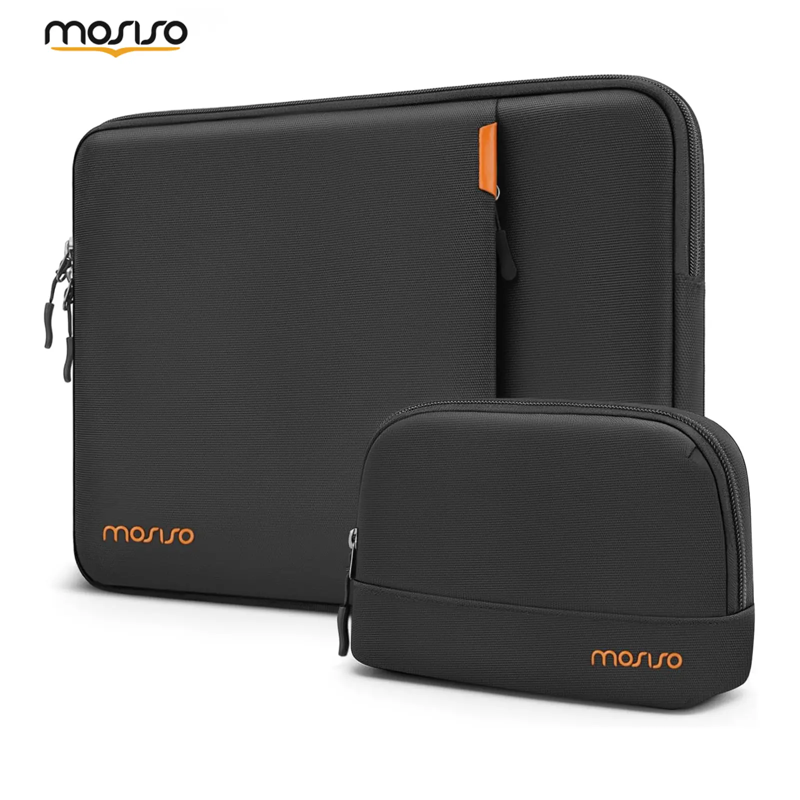OSISO 13.3 Inch Laptop Sleeve, 360° Protective Laptop Case with Accessory Pouch, Shockproof Water-Resistant Computer Sleeve Bag for MacBook Air 13.6, MacBook Pro 14, Dell HP Lenovo ASUS, Black