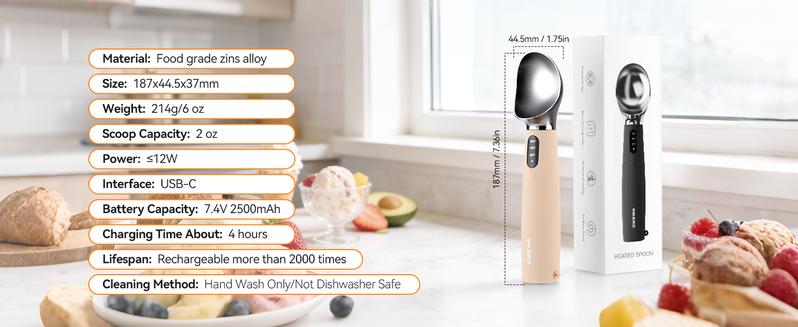 INKBIRD Heated Ice Cream Scoop Rechargeable Battery Electric Scooper Stainless Steel Waterproof LED Display Durable Kitchen Utensils for Hard Ice Cream INKBIRD Heated Ice Cream Scoop Rechargeable Battery Electric Scooper Stainless Steel Waterproof LED Display Durable Kitchen Utensils for Hard Ice Cream