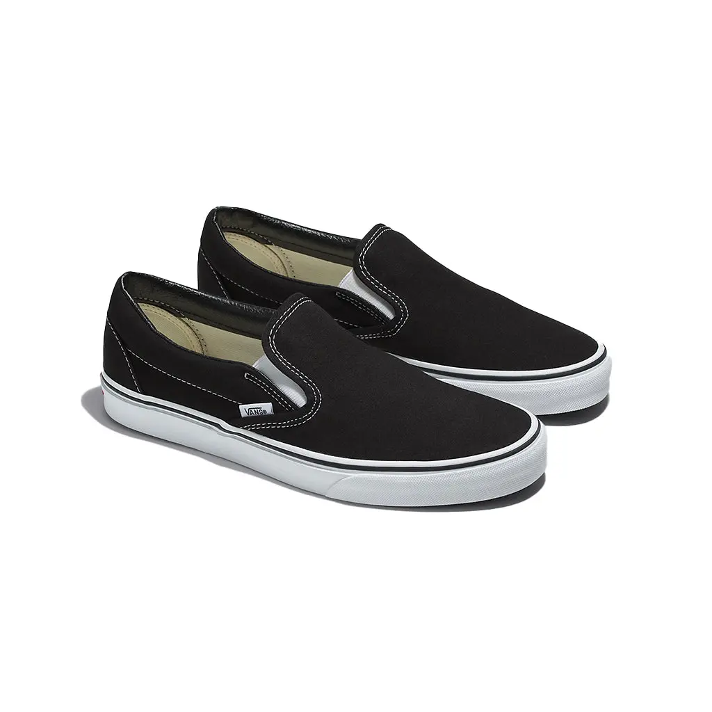 VANS Women's Stylish Classic Slip-On Shoe, Black VN000EYEBLK1 Low-Profile Canvas Upper, Supportive Padded Collar, Rubber Waffle Outsole Iconic Footwear, Walking Shoes, Shoes For Women, Sneakers For Women