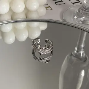 Tidal Vibes Exquisite Zircon Cross Asterism Ring for Women