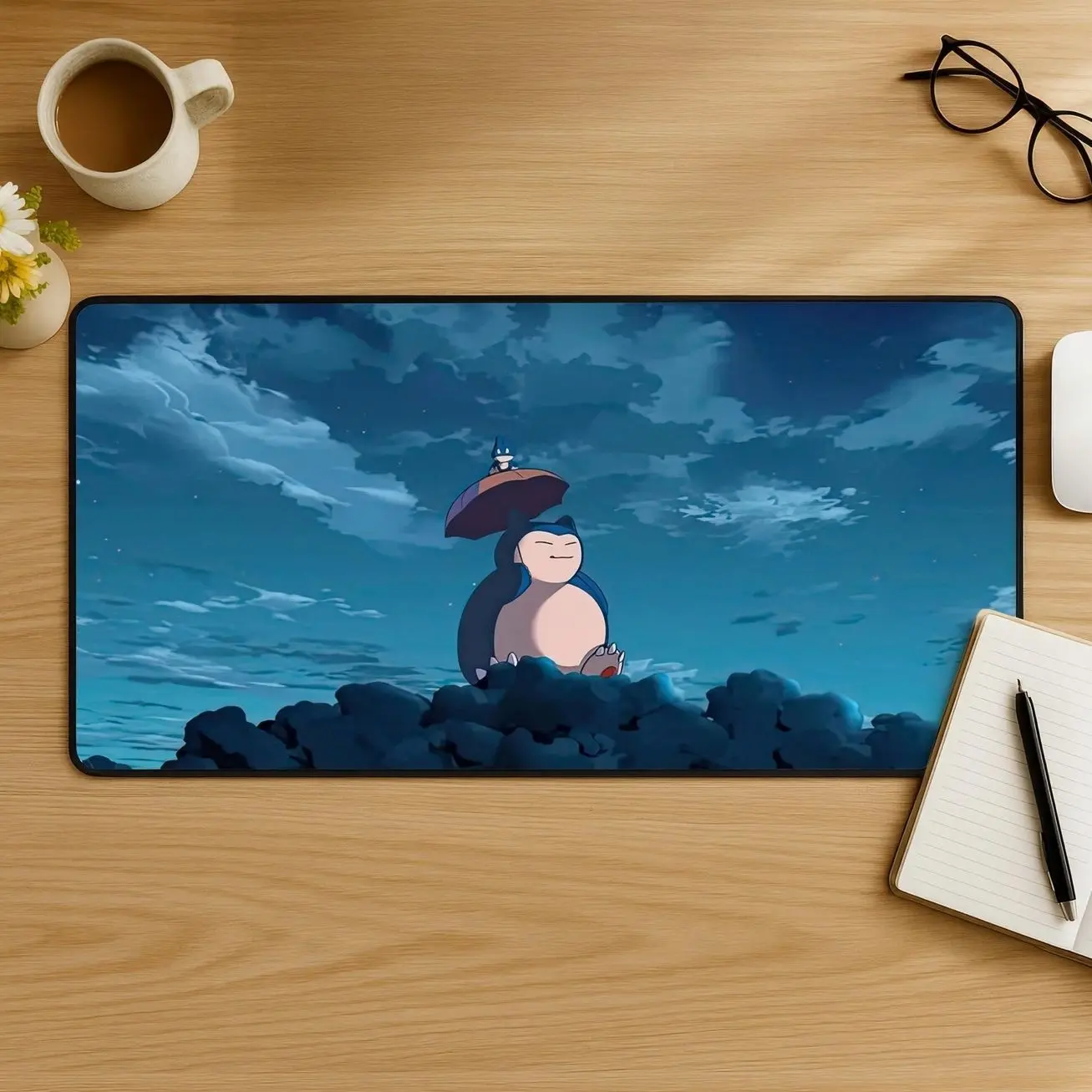 Relaxing Snorlax Mouse Pad, Cute Anime Desk Mat, Cozy Gaming Mousepad, Kawaii Desk Setup, Sleepy Monster Desk Decor, Gamer Gift