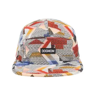 Dog Mom Patchwork Jacquard 5 Panel Hat | Dog Mom Camp Cap | HatPhile