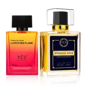 YCZ Men's Double Perfume Gift Set Eternal Love SpicyWoody EDP 75ml & Love's Red Flame Fruity Chypre EDP5Oml Long Lasting Fragrance Set with Exclusive Gift Box