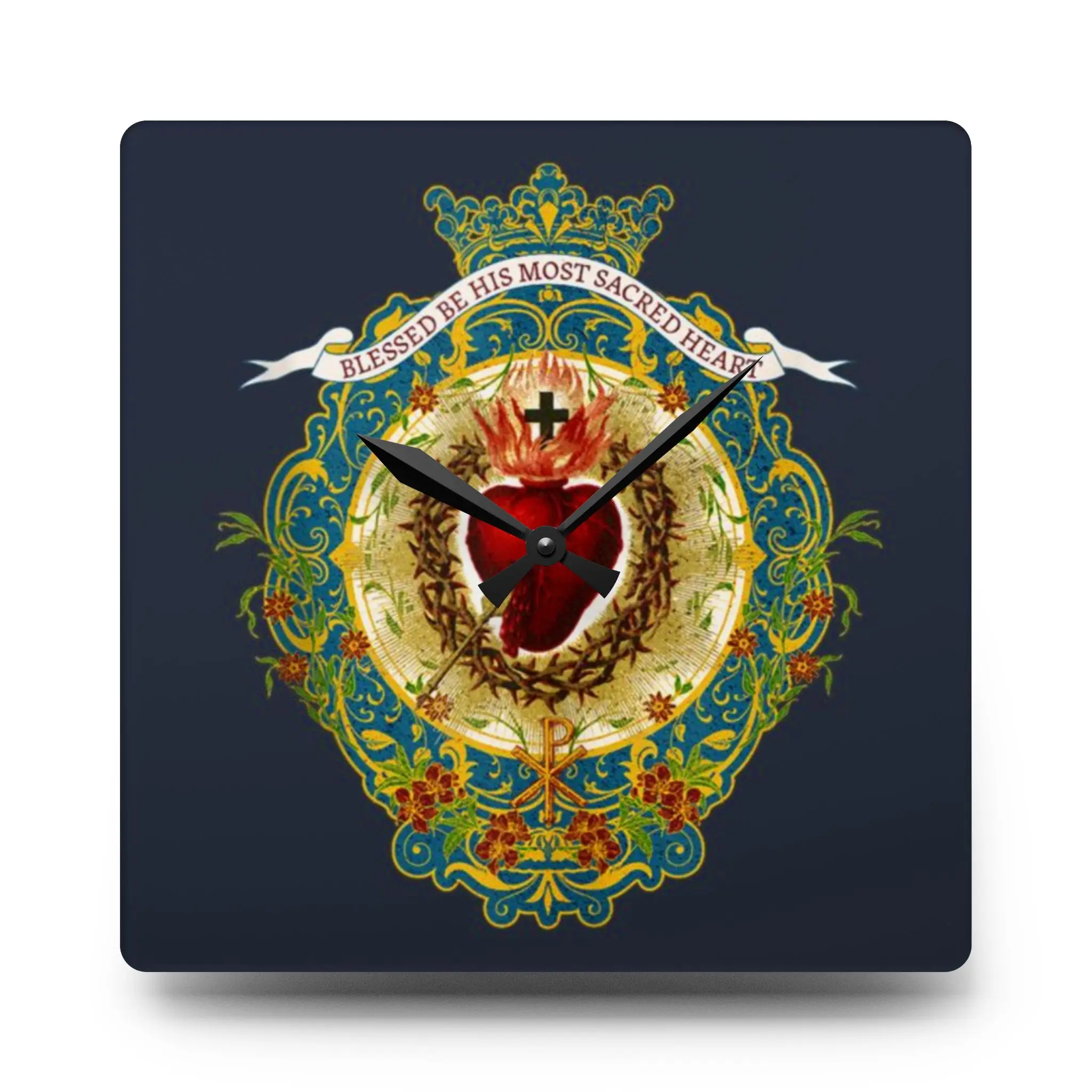 Sacred Heart Acrylic Wall Clock — Religious Decorative Wall Clock