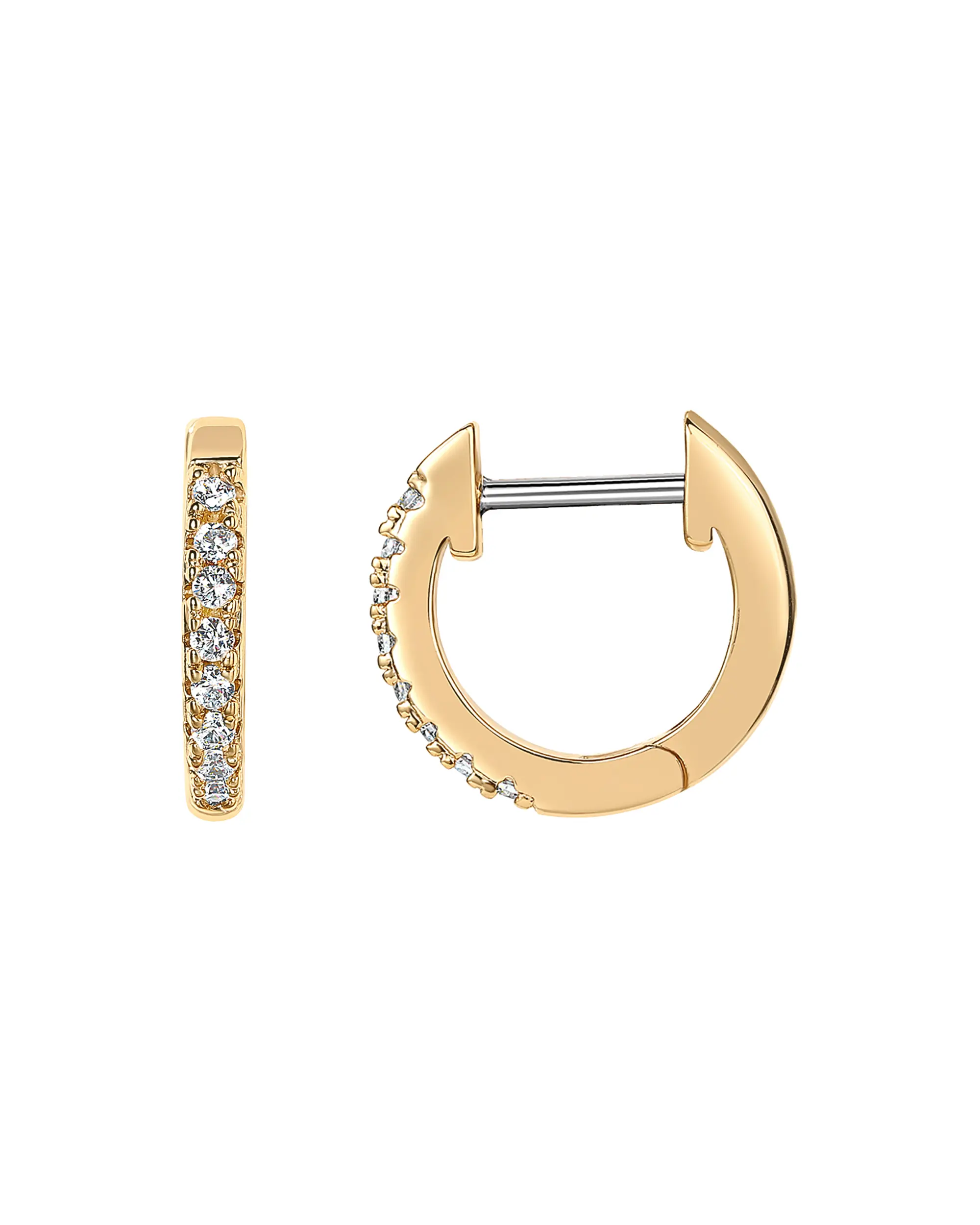 PAVOI 14K Solid Gold Lab Diamond Huggie Earrings