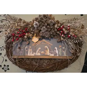 Stunning Grapevine,True Story Nativity Wreath.