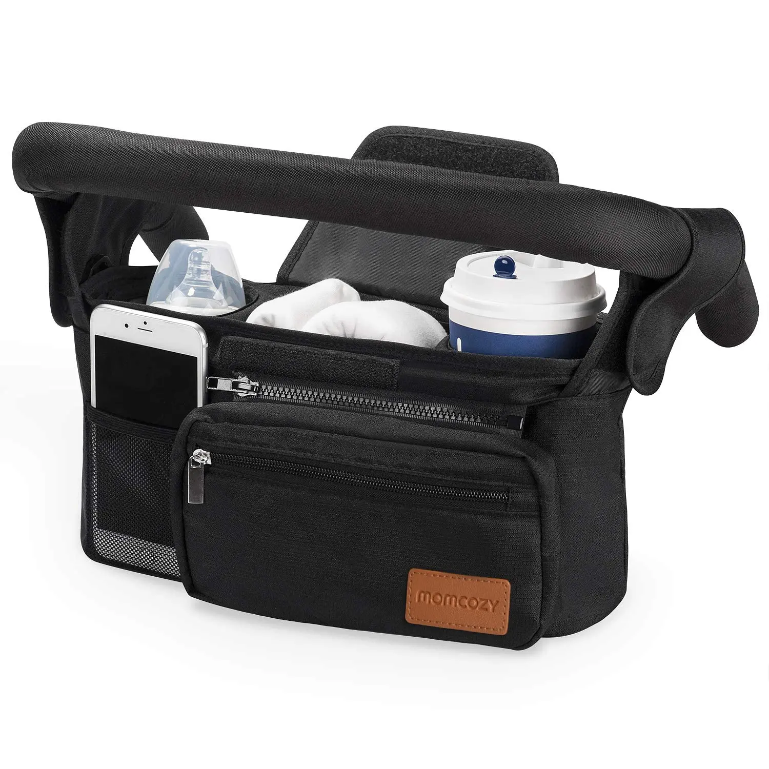 Momcozy Universal Stroller Organizer,Insulated Cup Holder Detachable Phone Bag,Shoulder Strap,Fits for Stroller like Uppababy,Baby Jogger,Pet Stroller
